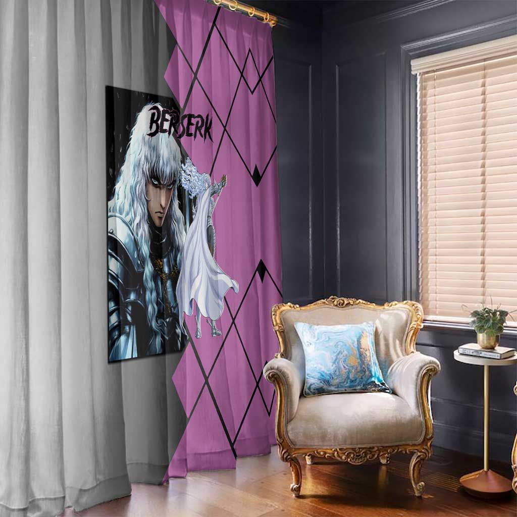 Griffith Berserk Window Curtain with White Falcon Armor and Strategic Battle Pose Design - The Mazicc
