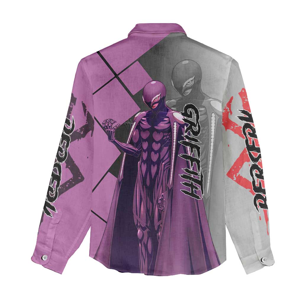 Griffith Berserk Women Casual Shirt with White Falcon Armor and Strategic Battle Pose Design - The Mazicc