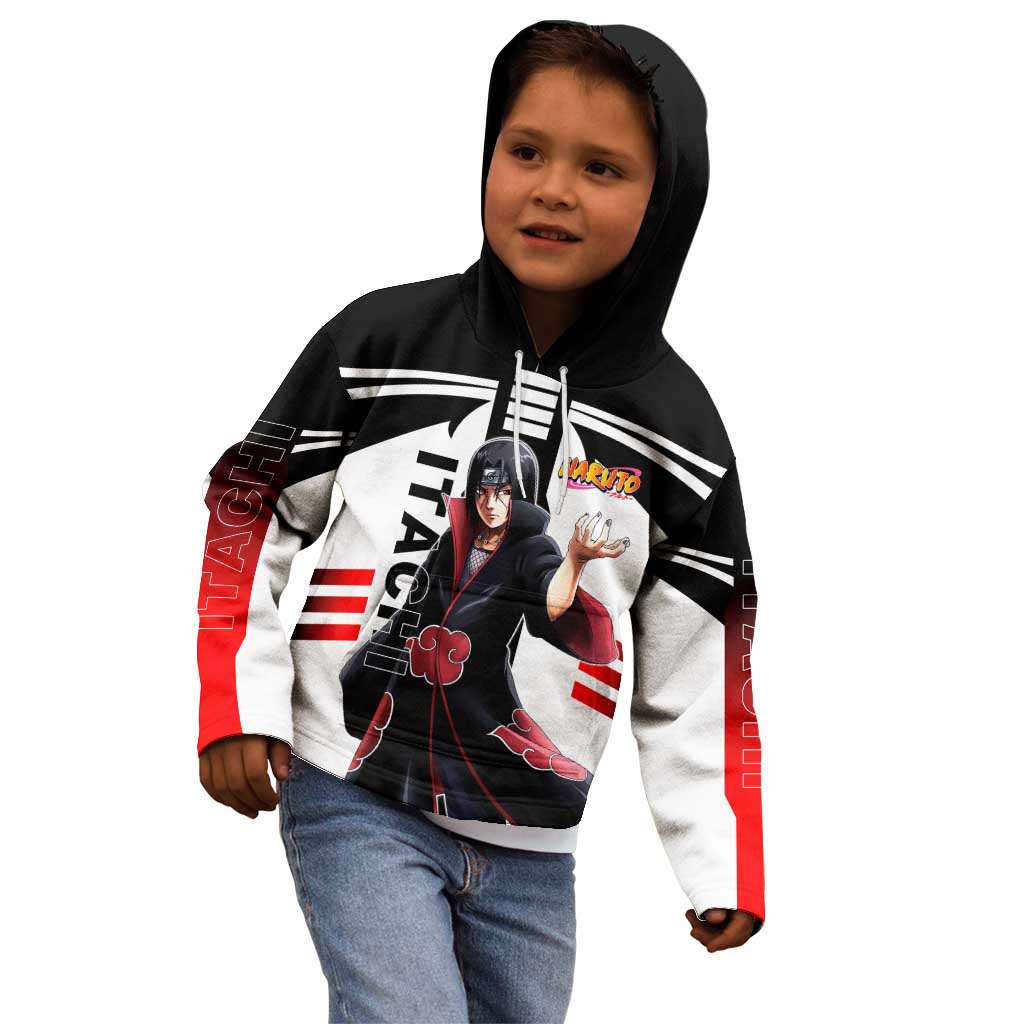 Itachi Uchiha Naruto Kid Hoodie with Sharingan Eyes and Dark Ninja Shadow Design - The Mazicc