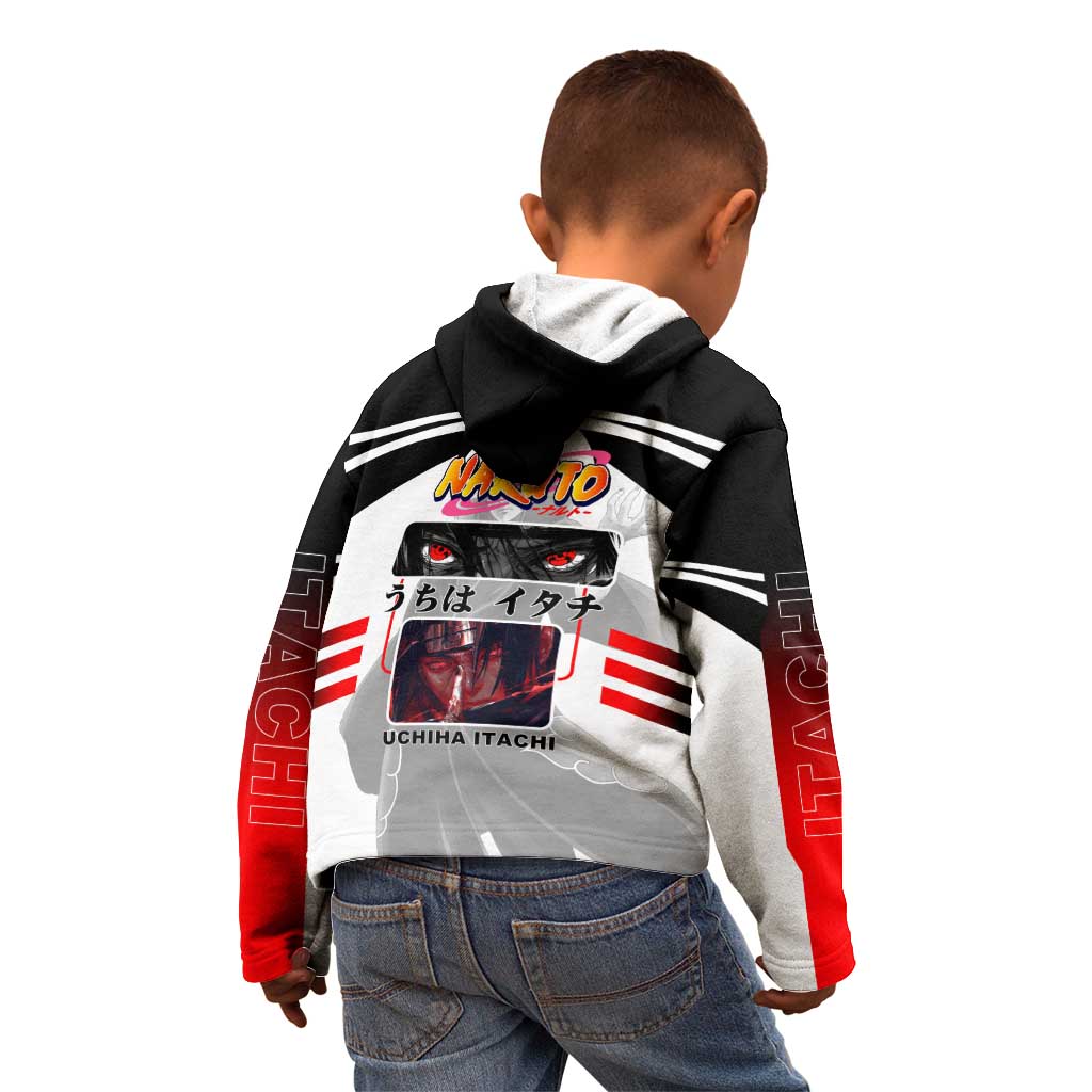 Itachi Uchiha Naruto Kid Hoodie with Sharingan Eyes and Dark Ninja Shadow Design - The Mazicc