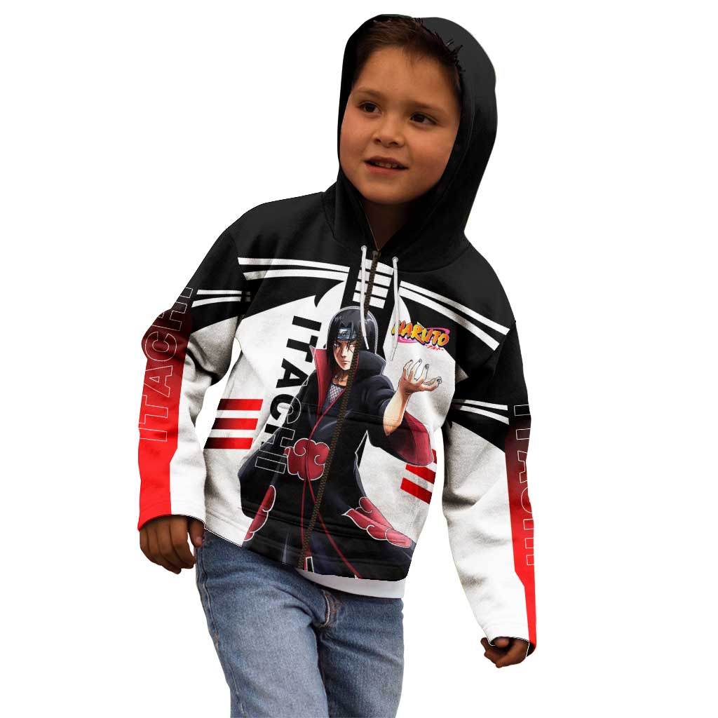 Itachi Uchiha Naruto Kid Hoodie with Sharingan Eyes and Dark Ninja Shadow Design - The Mazicc