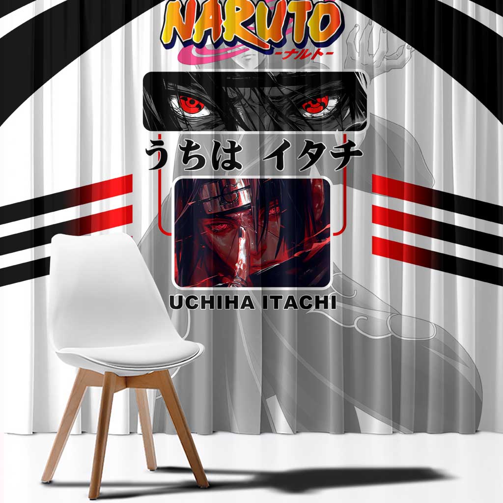 Itachi Uchiha Naruto Window Curtain with Sharingan Eyes and Dark Ninja Shadow Design - The Mazicc