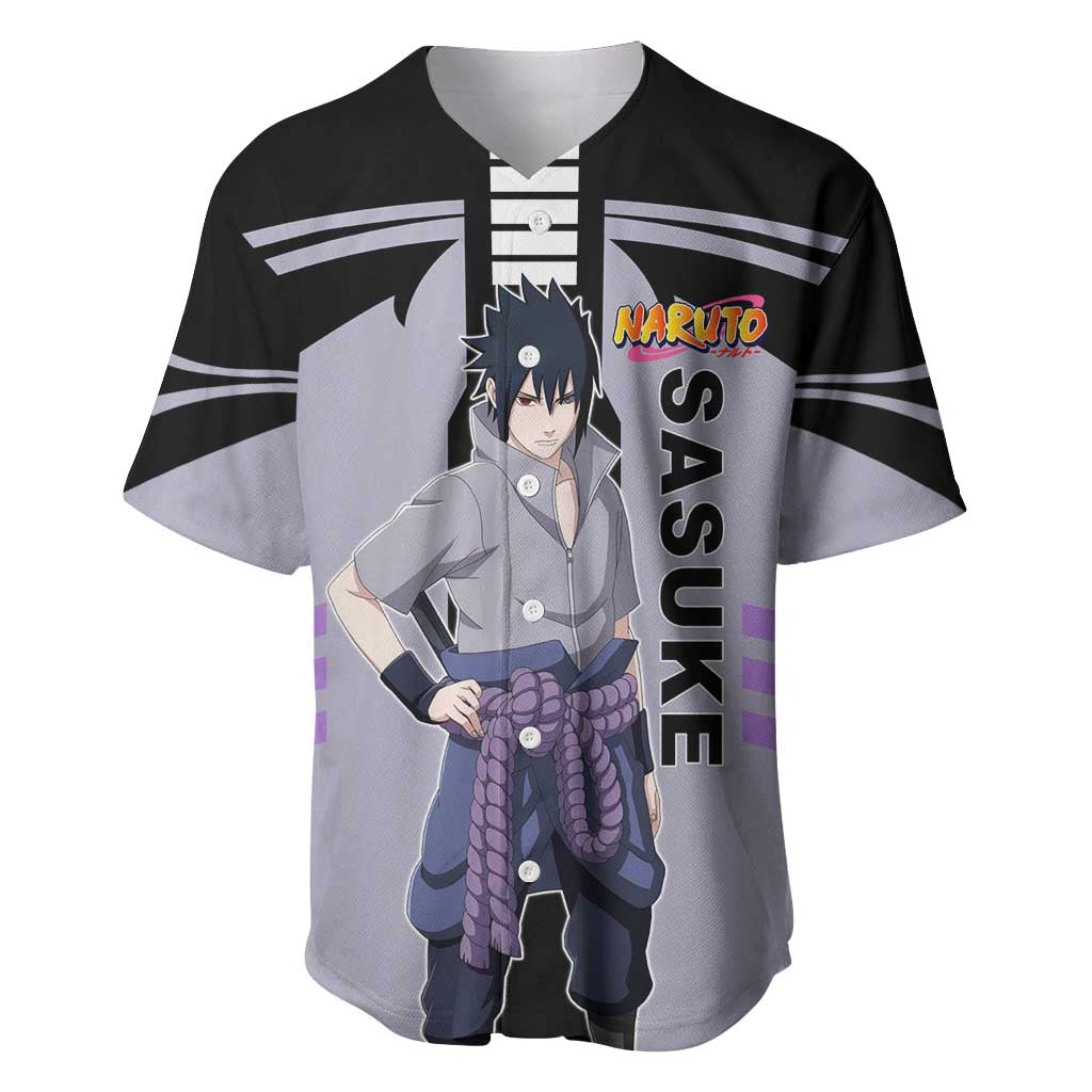 Sasuke Uchiha Naruto Baseball Jersey with Rinnegan and Chidori Lightning Ninja Design - The Mazicc
