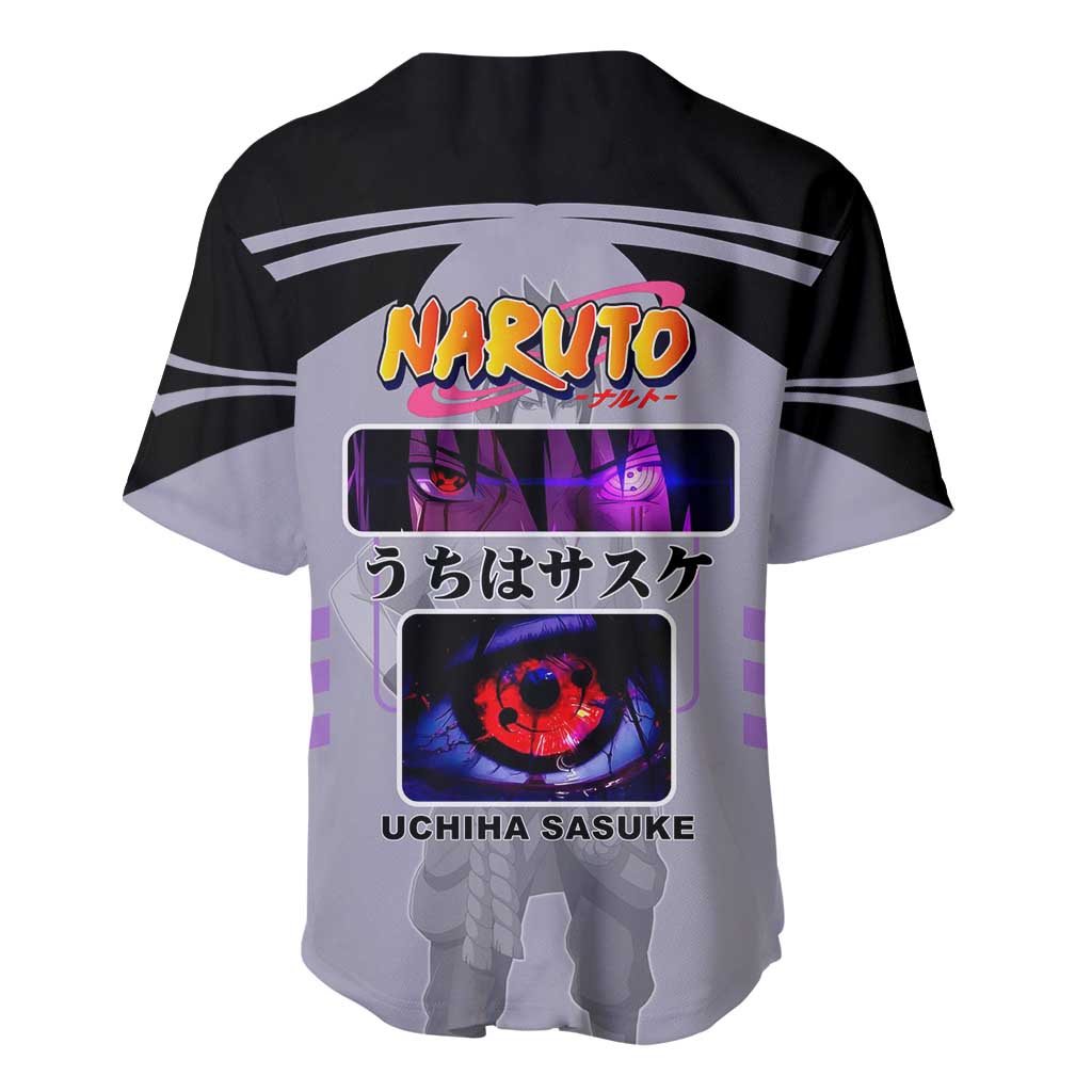 Sasuke Uchiha Naruto Baseball Jersey with Rinnegan and Chidori Lightning Ninja Design - The Mazicc