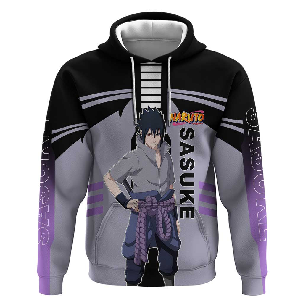 Sasuke Uchiha Naruto Hoodie with Rinnegan and Chidori Lightning Ninja Design - The Mazicc