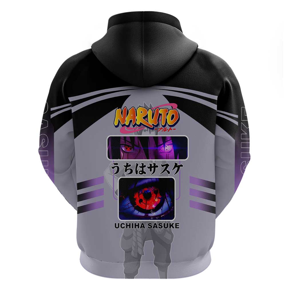 Sasuke Uchiha Naruto Hoodie with Rinnegan and Chidori Lightning Ninja Design - The Mazicc