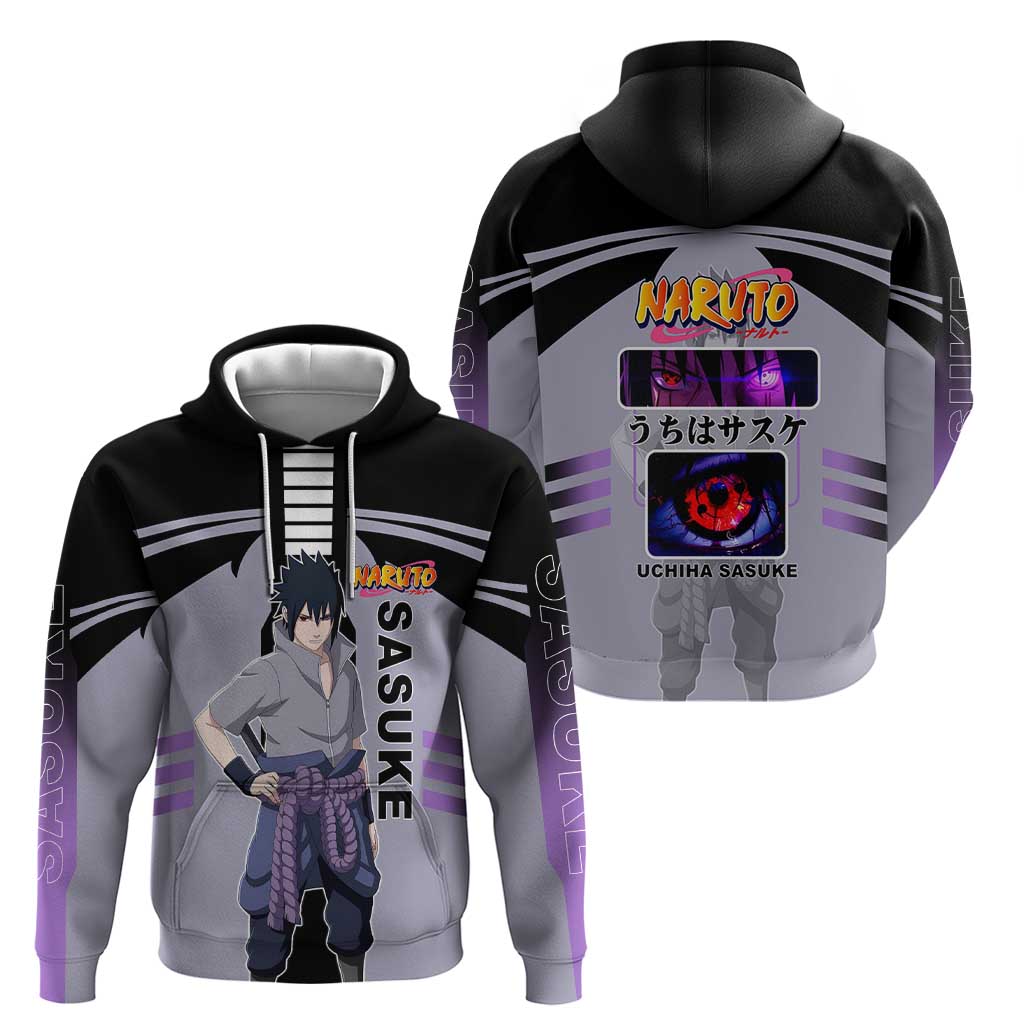 Sasuke Uchiha Naruto Hoodie with Rinnegan and Chidori Lightning Ninja Design - The Mazicc
