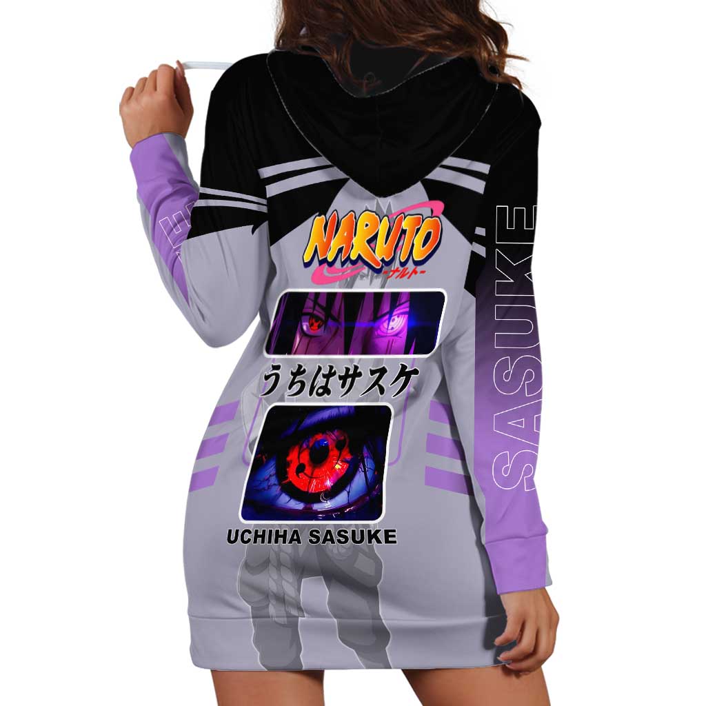 Sasuke Uchiha Naruto Hoodie Dress with Rinnegan and Chidori Lightning Ninja Design - The Mazicc