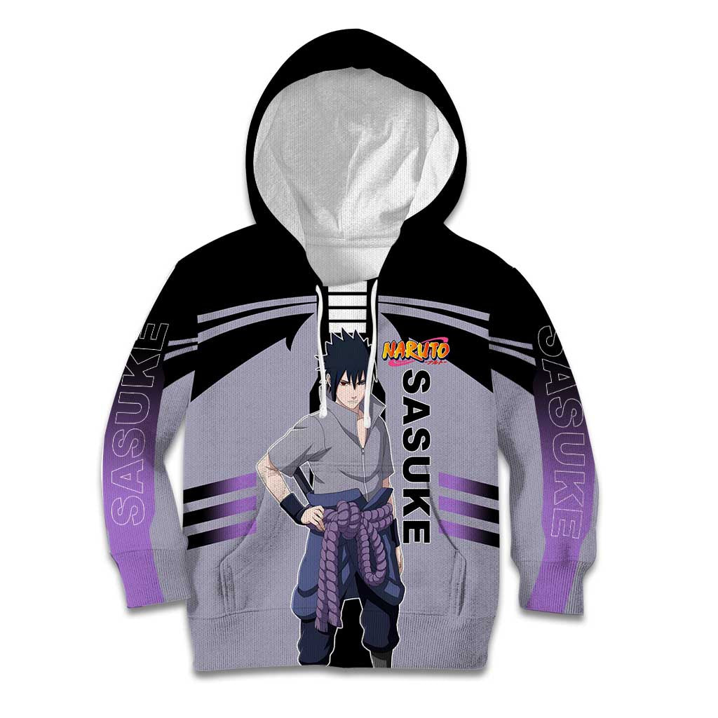 Sasuke Uchiha Naruto Kid Hoodie with Rinnegan and Chidori Lightning Ninja Design - The Mazicc