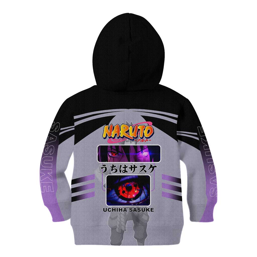 Sasuke Uchiha Naruto Kid Hoodie with Rinnegan and Chidori Lightning Ninja Design - The Mazicc