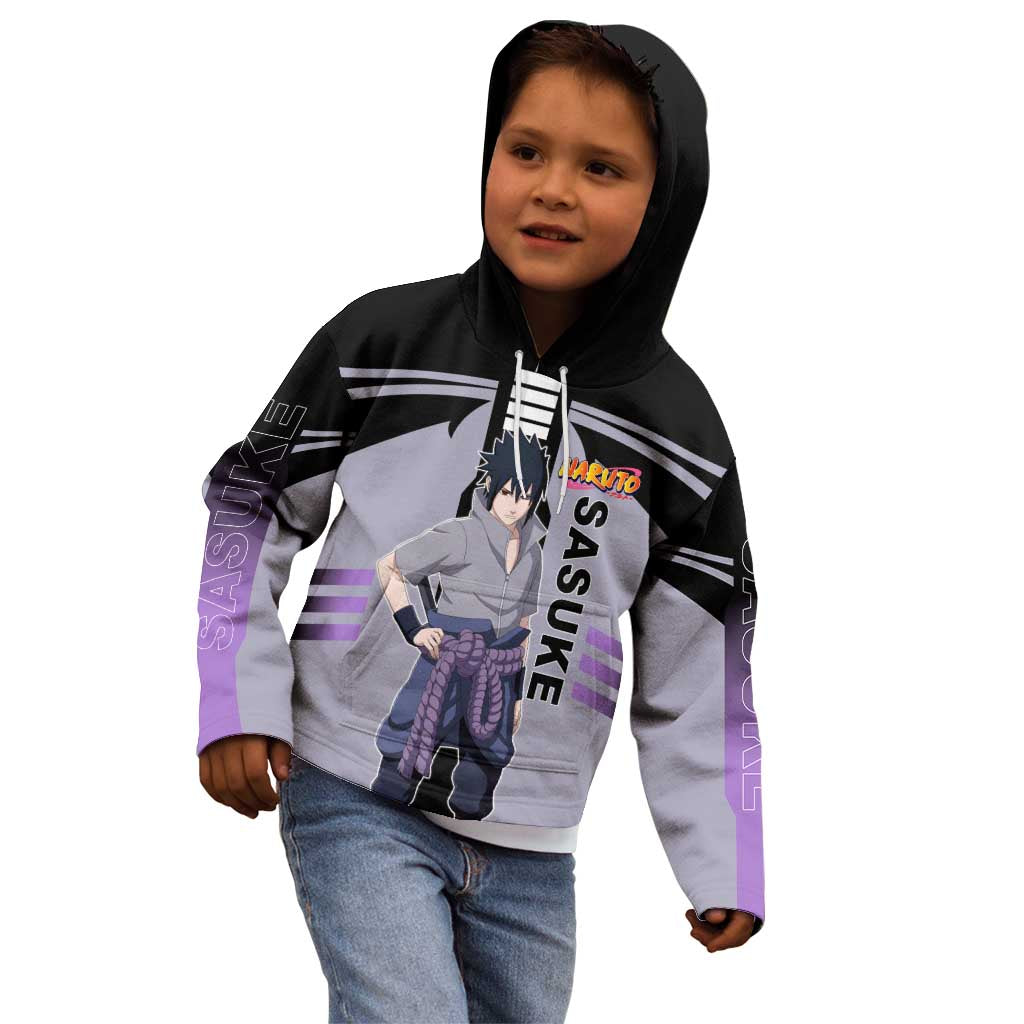 Sasuke Uchiha Naruto Kid Hoodie with Rinnegan and Chidori Lightning Ninja Design - The Mazicc