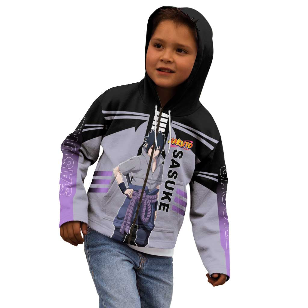 Sasuke Uchiha Naruto Kid Hoodie with Rinnegan and Chidori Lightning Ninja Design - The Mazicc