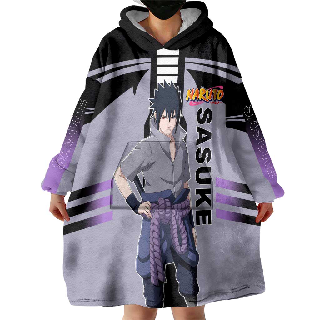 Sasuke Uchiha Naruto Wearable Blanket Hoodie with Rinnegan and Chidori Lightning Ninja Design - The Mazicc