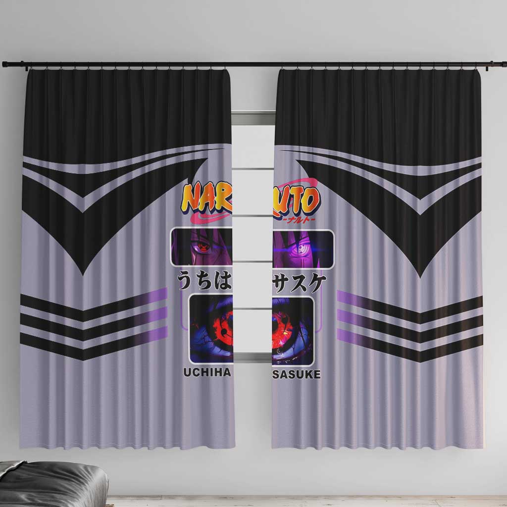 Sasuke Uchiha Naruto Window Curtain with Rinnegan and Chidori Lightning Ninja Design - The Mazicc