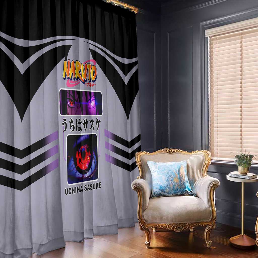 Sasuke Uchiha Naruto Window Curtain with Rinnegan and Chidori Lightning Ninja Design - The Mazicc