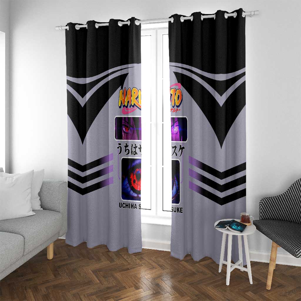 Sasuke Uchiha Naruto Window Curtain with Rinnegan and Chidori Lightning Ninja Design - The Mazicc
