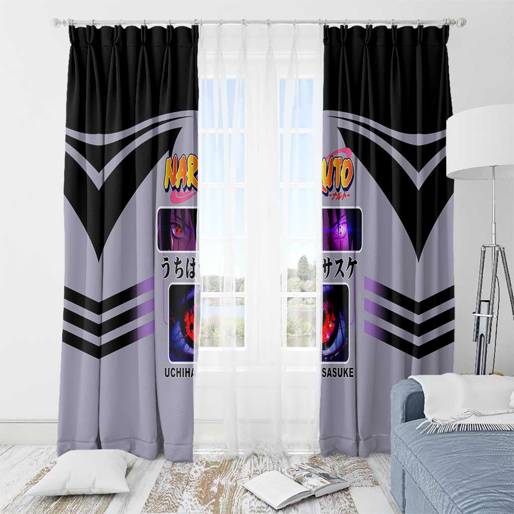Sasuke Uchiha Naruto Window Curtain with Rinnegan and Chidori Lightning Ninja Design - The Mazicc