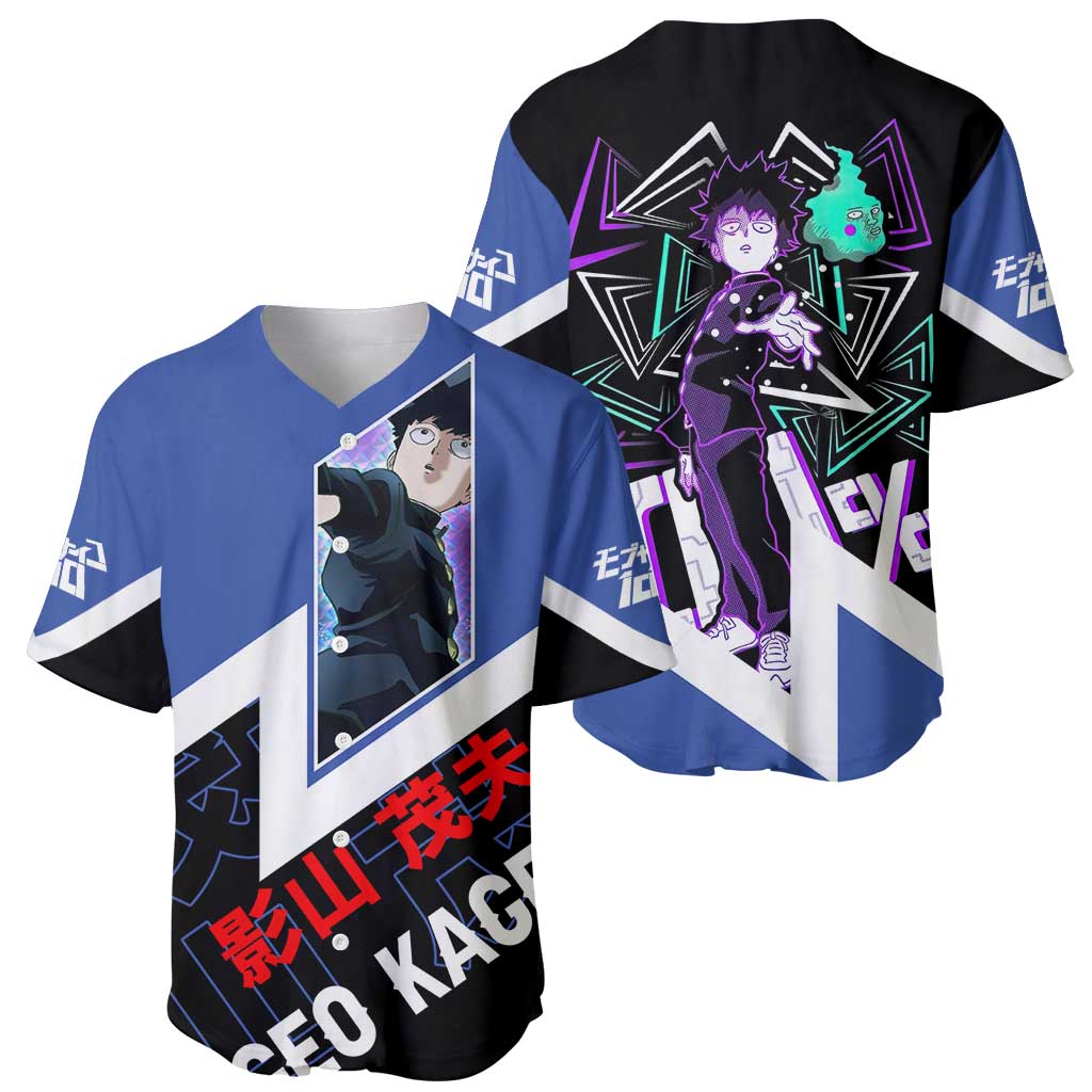 Mob Psycho 100 Baseball Jersey with Shigeo Kageyama and Spirit Aura Anime Design - The Mazicc