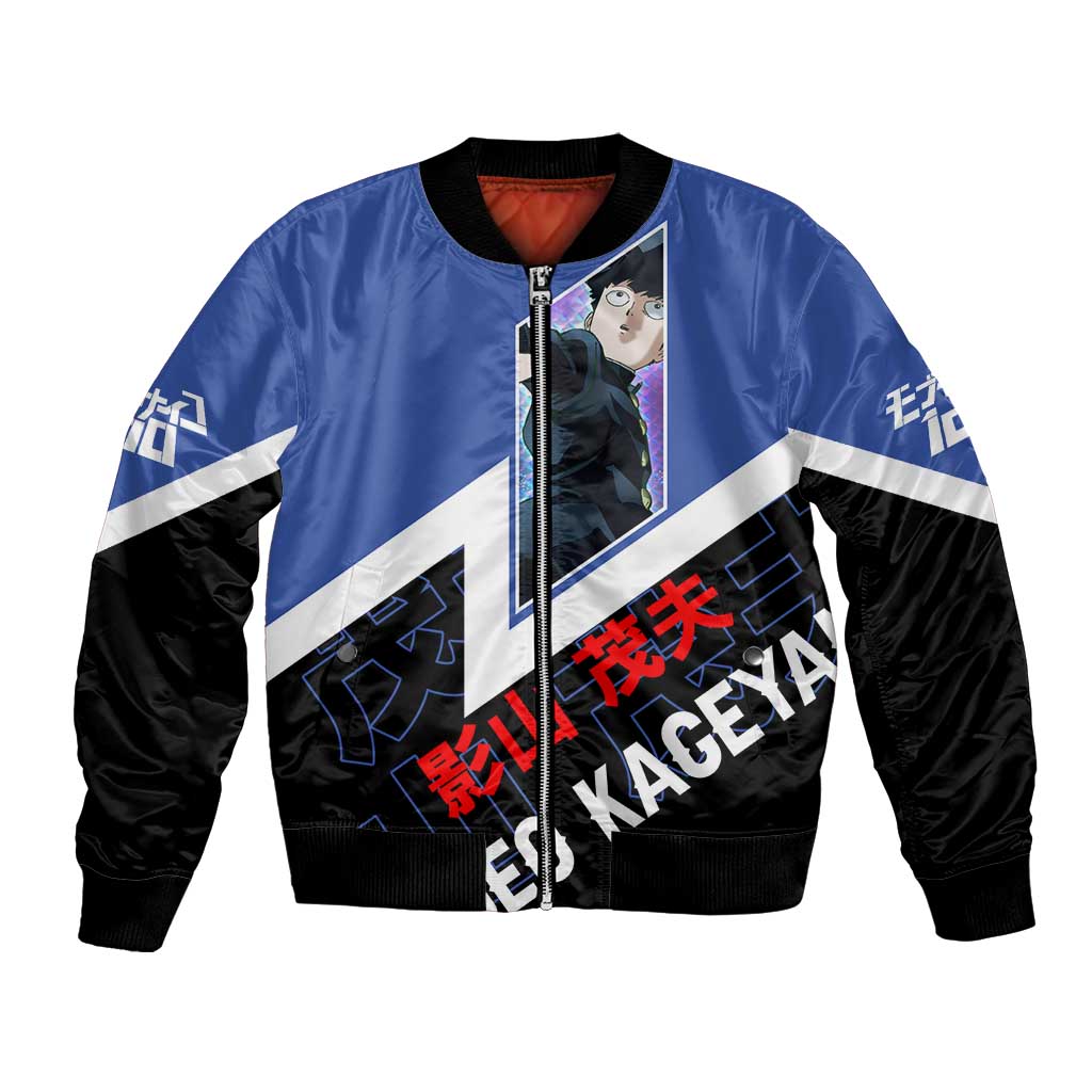 Mob Psycho 100 Bomber Jacket with Shigeo Kageyama and Spirit Aura Anime Design - The Mazicc