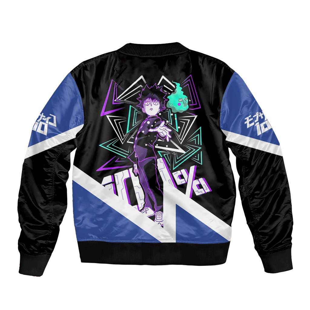 Mob Psycho 100 Bomber Jacket with Shigeo Kageyama and Spirit Aura Anime Design - The Mazicc