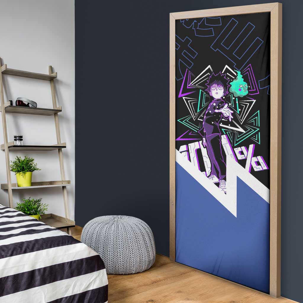 Mob Psycho 100 Door Cover with Shigeo Kageyama and Spirit Aura Anime Design - The Mazicc
