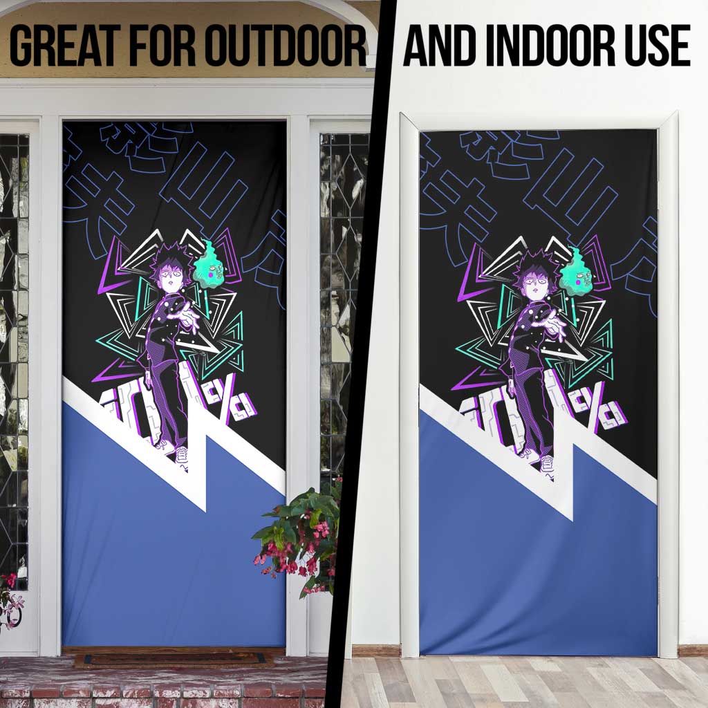 Mob Psycho 100 Door Cover with Shigeo Kageyama and Spirit Aura Anime Design - The Mazicc