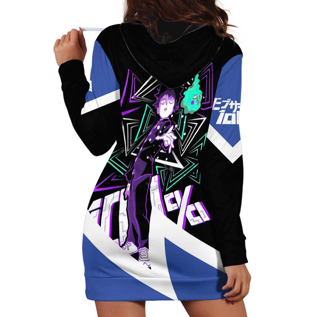 Mob Psycho 100 Hoodie Dress with Shigeo Kageyama and Spirit Aura Anime Design - The Mazicc