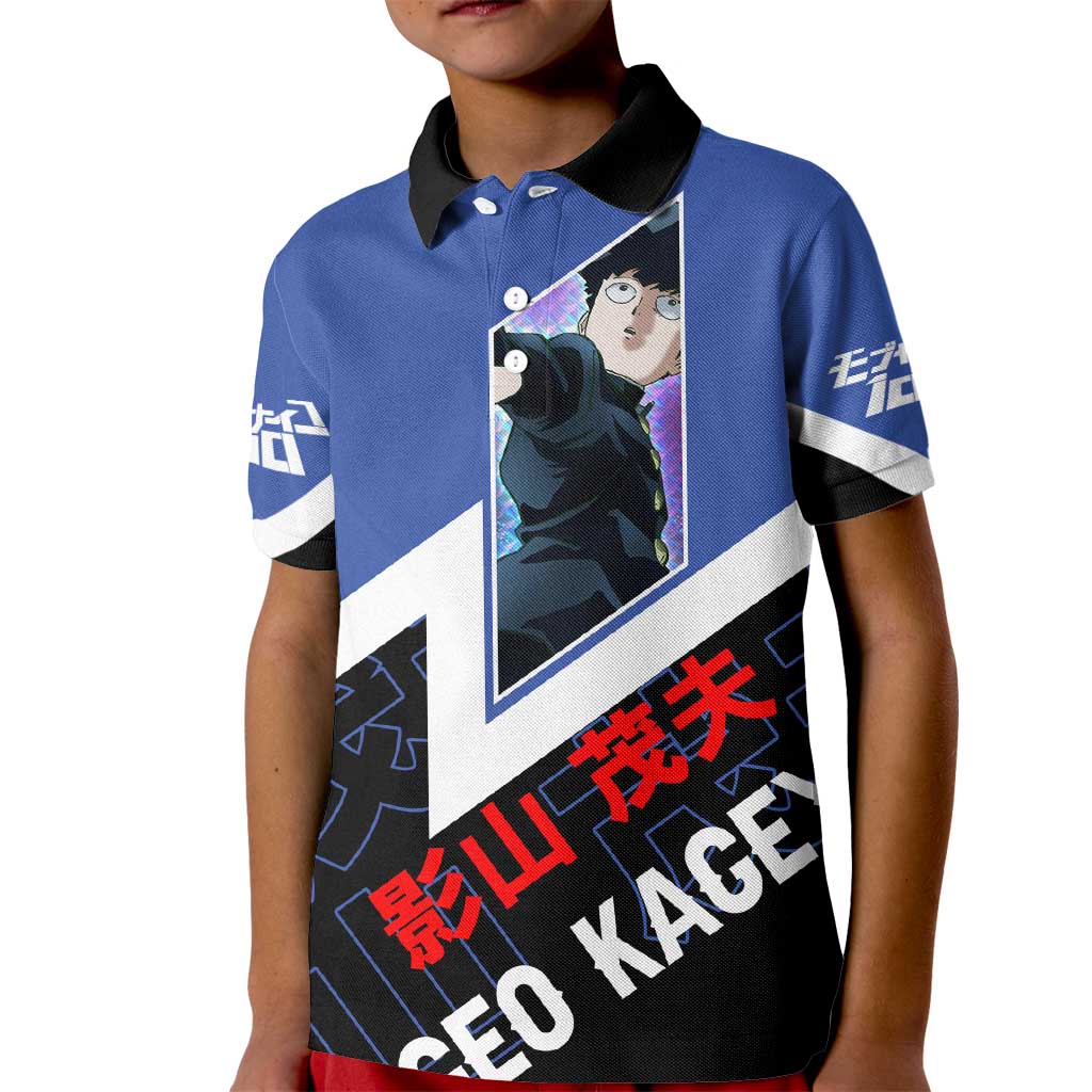 Mob Psycho 100 Kid Polo Shirt with Shigeo Kageyama and Spirit Aura Anime Design - The Mazicc