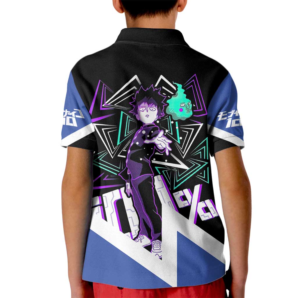 Mob Psycho 100 Kid Polo Shirt with Shigeo Kageyama and Spirit Aura Anime Design - The Mazicc
