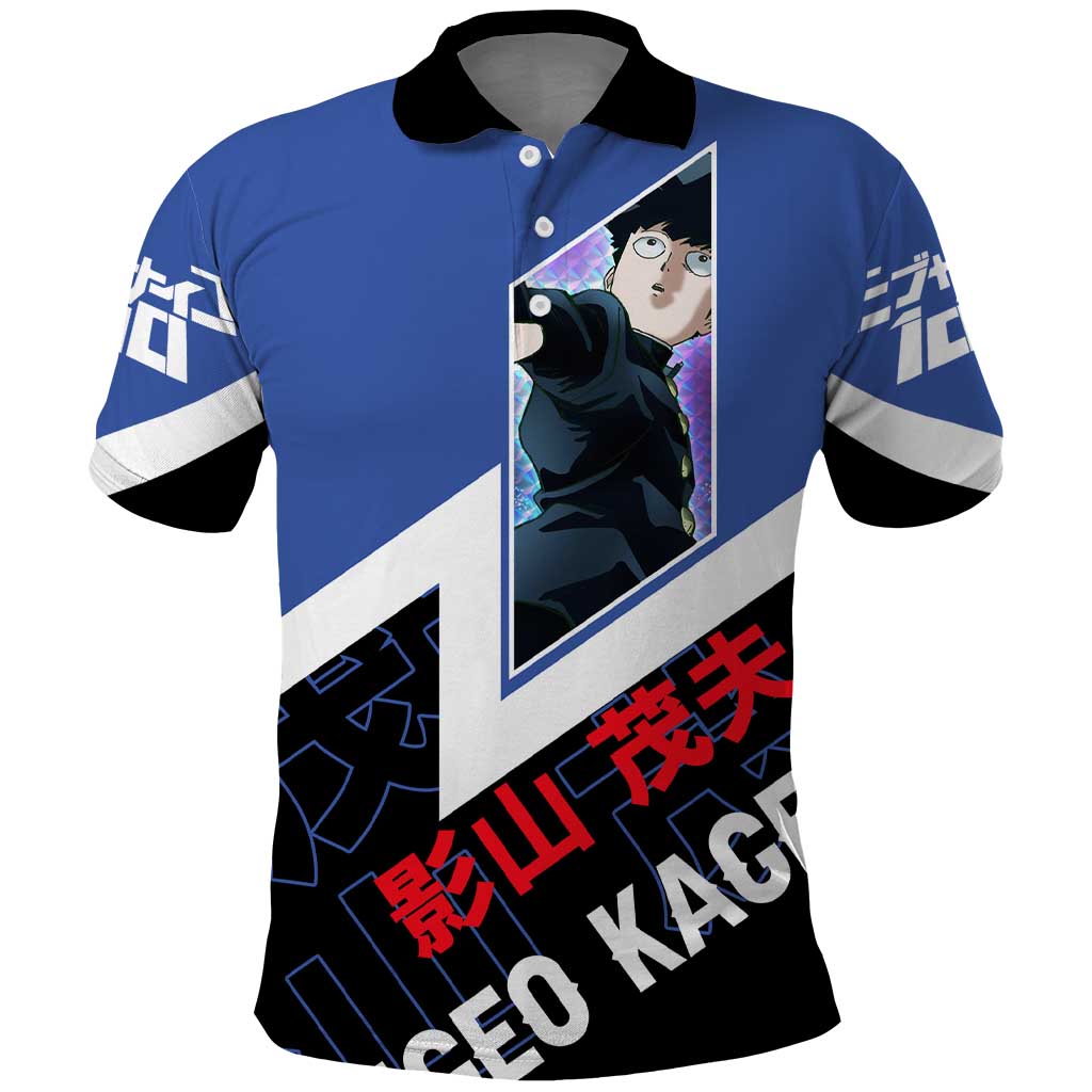 Mob Psycho 100 Polo Shirt with Shigeo Kageyama and Spirit Aura Anime Design - The Mazicc
