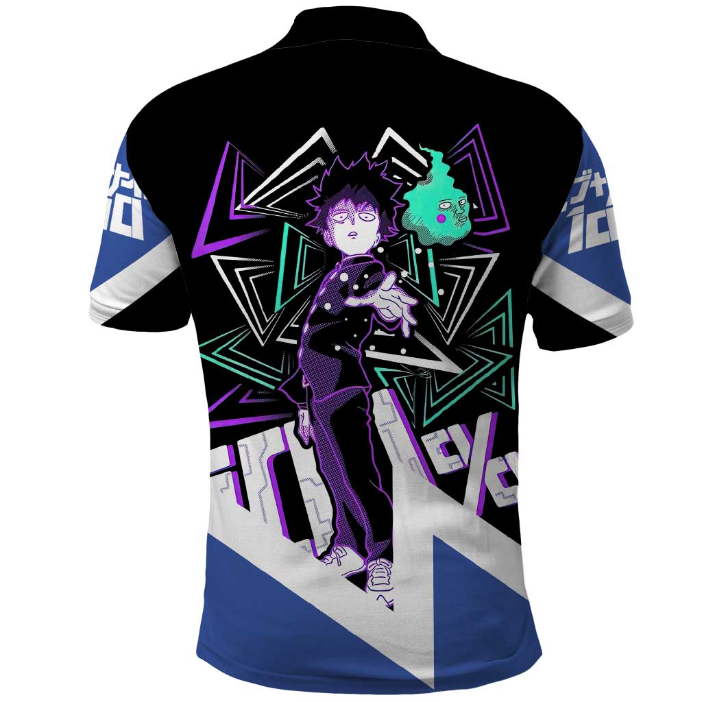Mob Psycho 100 Polo Shirt with Shigeo Kageyama and Spirit Aura Anime Design - The Mazicc