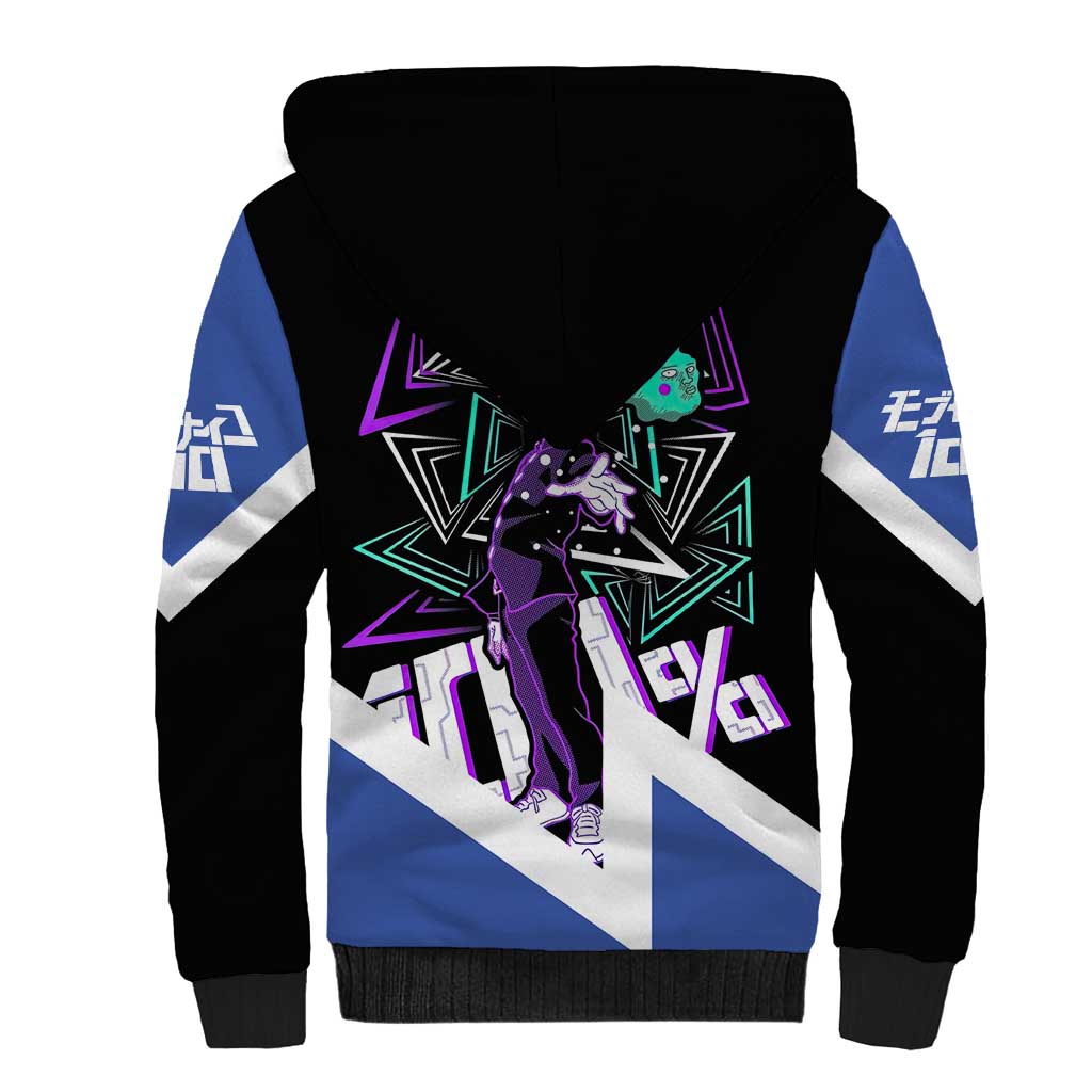 Mob Psycho 100 Sherpa Hoodie with Shigeo Kageyama and Spirit Aura Anime Design - The Mazicc
