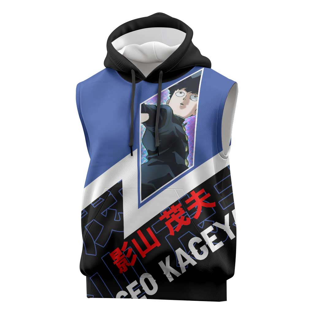Mob Psycho 100 Sleeveless Hoodie with Shigeo Kageyama and Spirit Aura Anime Design - The Mazicc