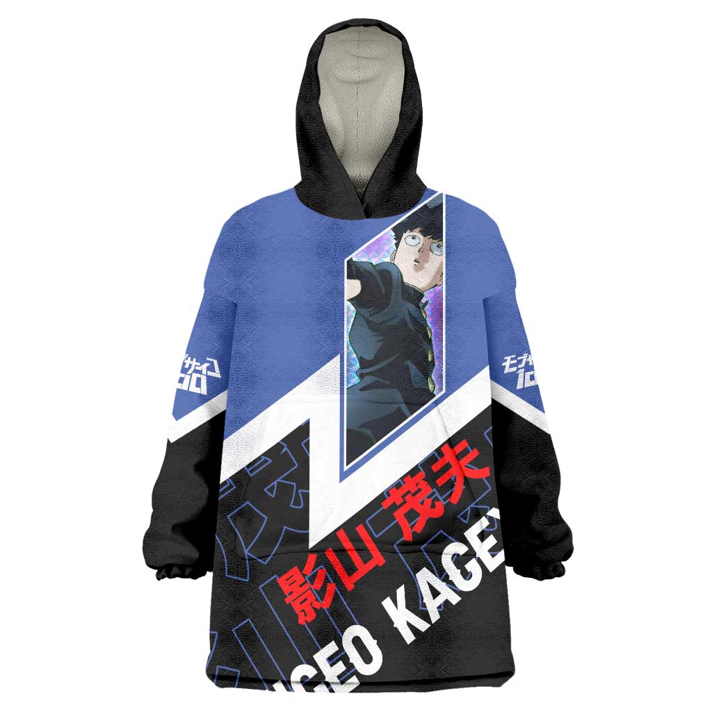 Mob Psycho 100 Wearable Blanket Hoodie with Shigeo Kageyama and Spirit Aura Anime Design - The Mazicc
