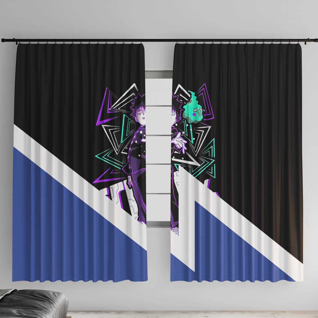 Mob Psycho 100 Window Curtain with Shigeo Kageyama and Spirit Aura Anime Design - The Mazicc