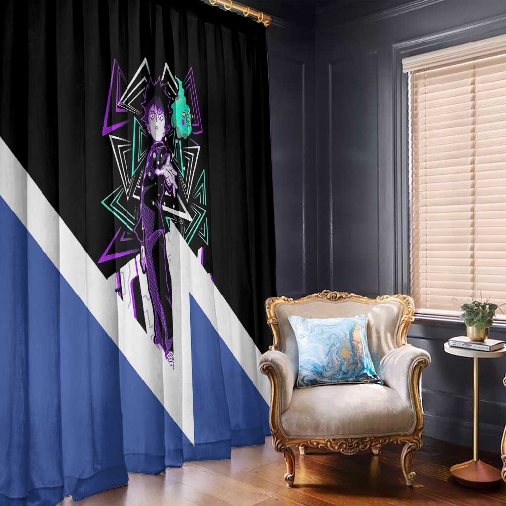Mob Psycho 100 Window Curtain with Shigeo Kageyama and Spirit Aura Anime Design - The Mazicc