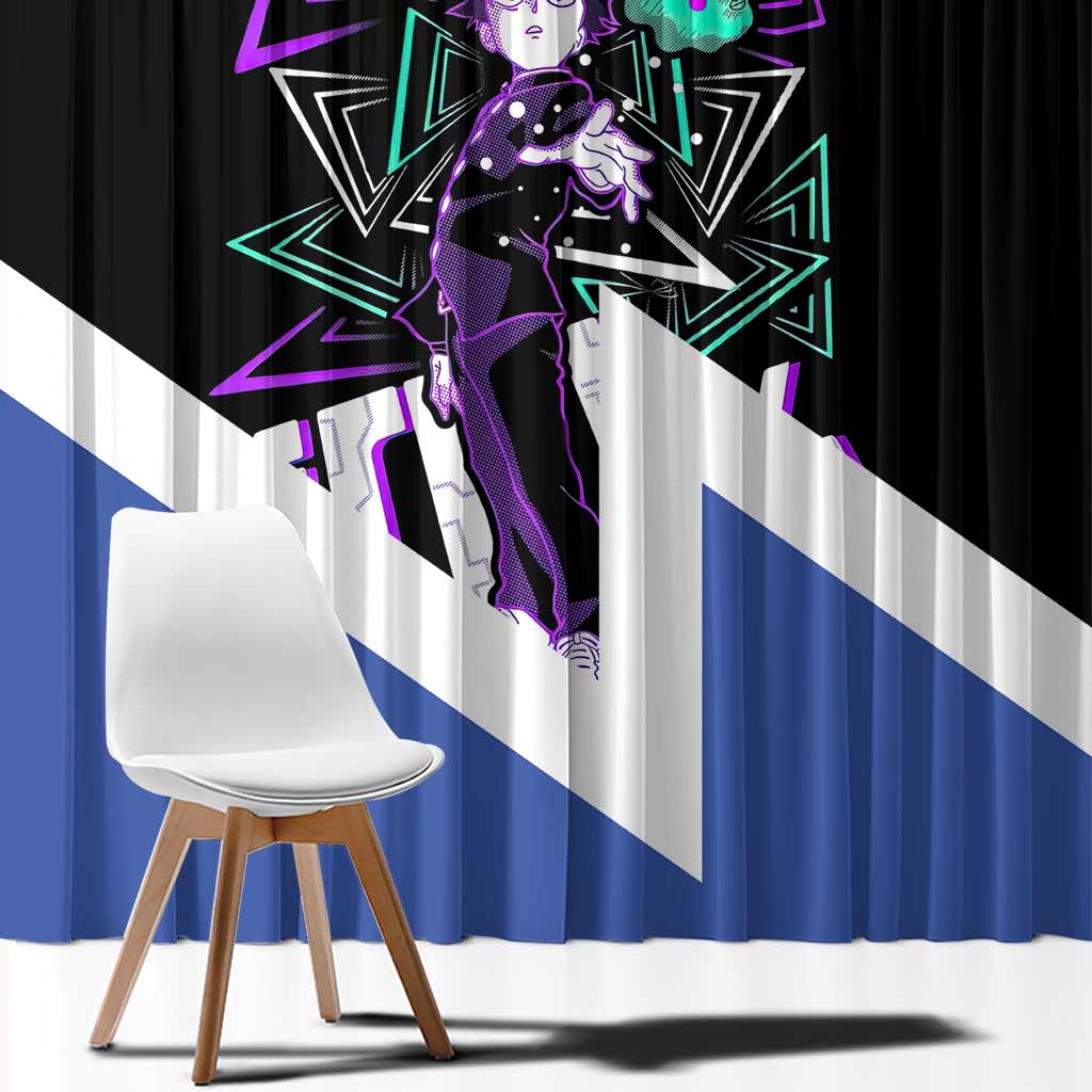 Mob Psycho 100 Window Curtain with Shigeo Kageyama and Spirit Aura Anime Design - The Mazicc