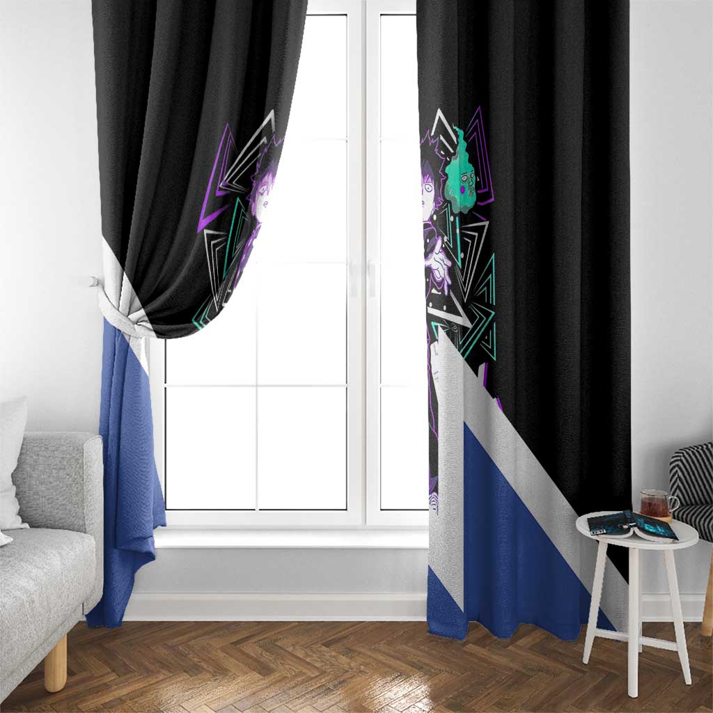 Mob Psycho 100 Window Curtain with Shigeo Kageyama and Spirit Aura Anime Design - The Mazicc