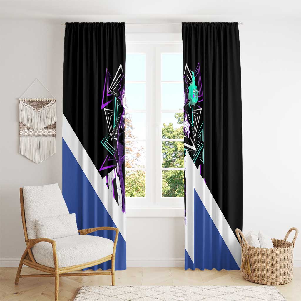 Mob Psycho 100 Window Curtain with Shigeo Kageyama and Spirit Aura Anime Design - The Mazicc
