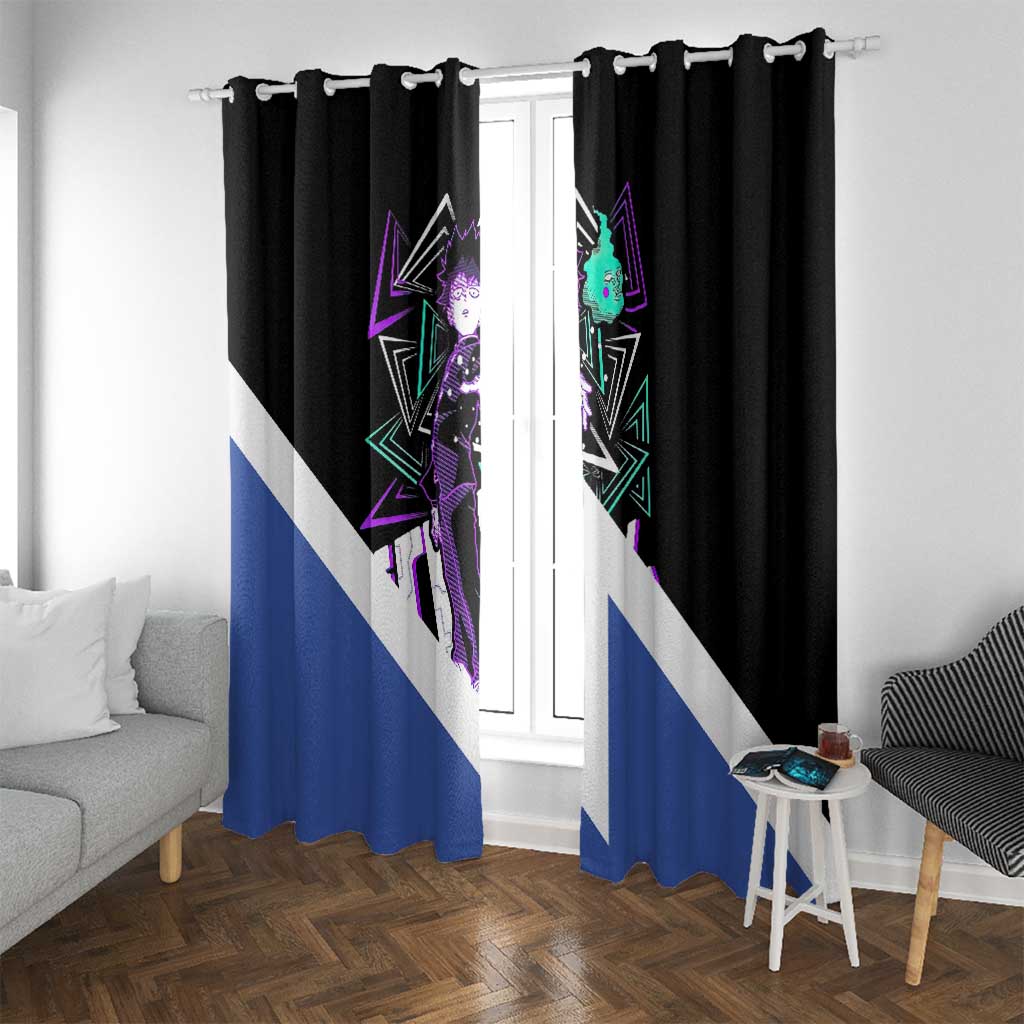 Mob Psycho 100 Window Curtain with Shigeo Kageyama and Spirit Aura Anime Design - The Mazicc