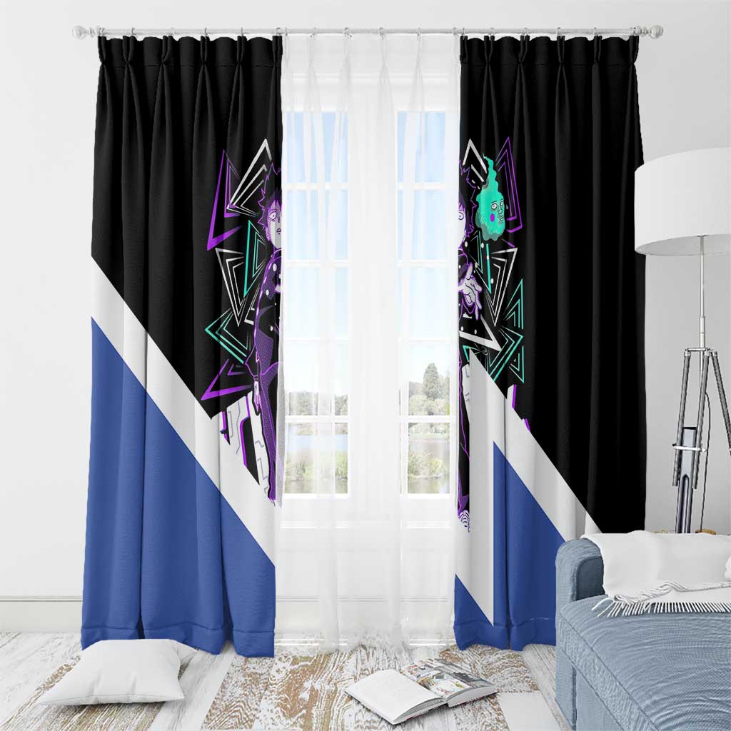 Mob Psycho 100 Window Curtain with Shigeo Kageyama and Spirit Aura Anime Design - The Mazicc