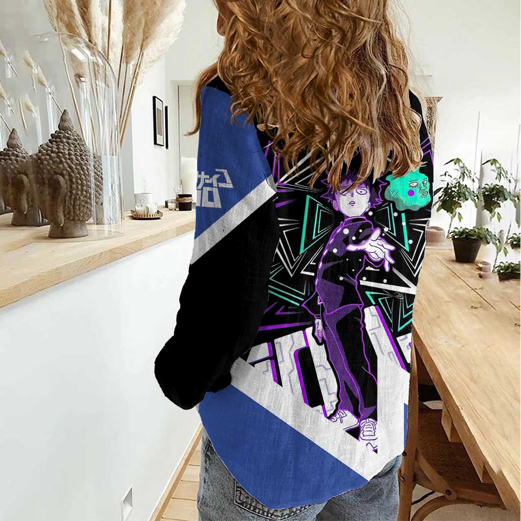 Mob Psycho 100 Women Casual Shirt with Shigeo Kageyama and Spirit Aura Anime Design - The Mazicc