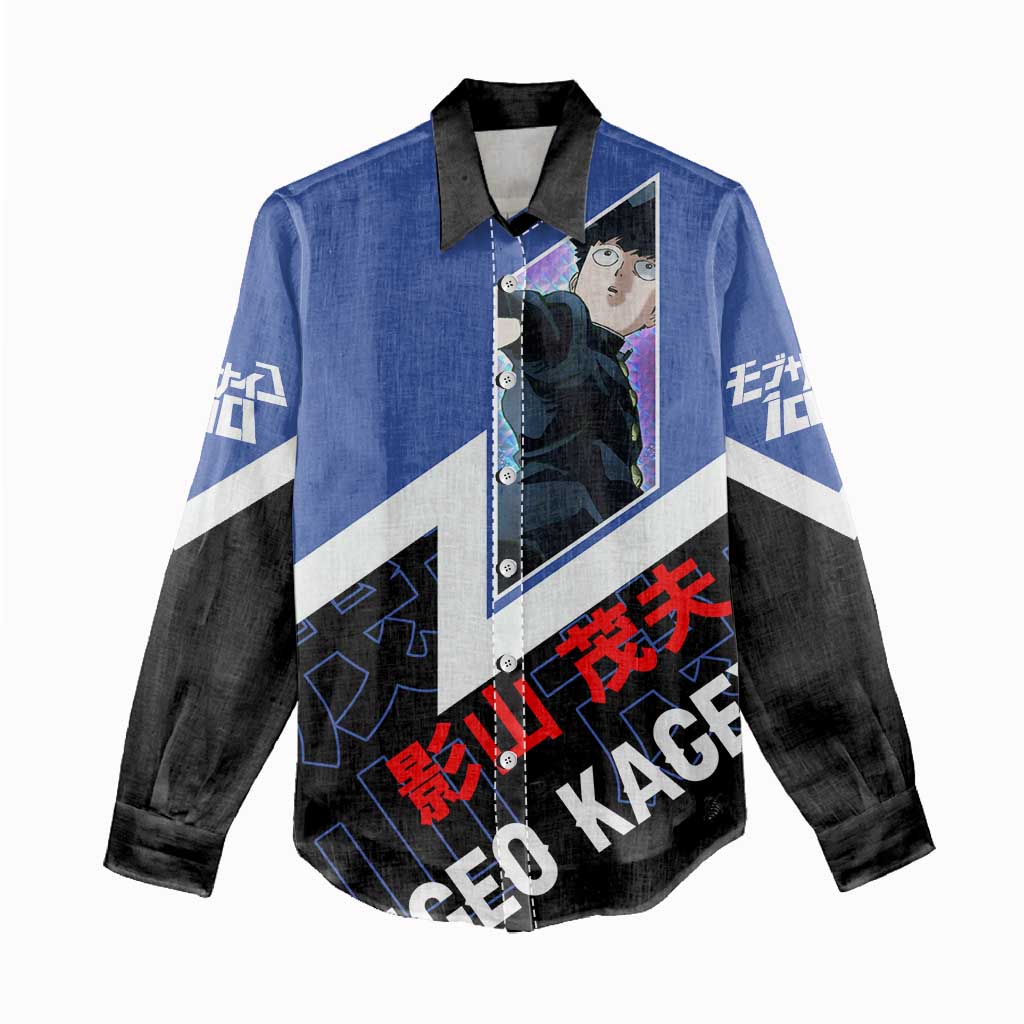 Mob Psycho 100 Women Casual Shirt with Shigeo Kageyama and Spirit Aura Anime Design - The Mazicc
