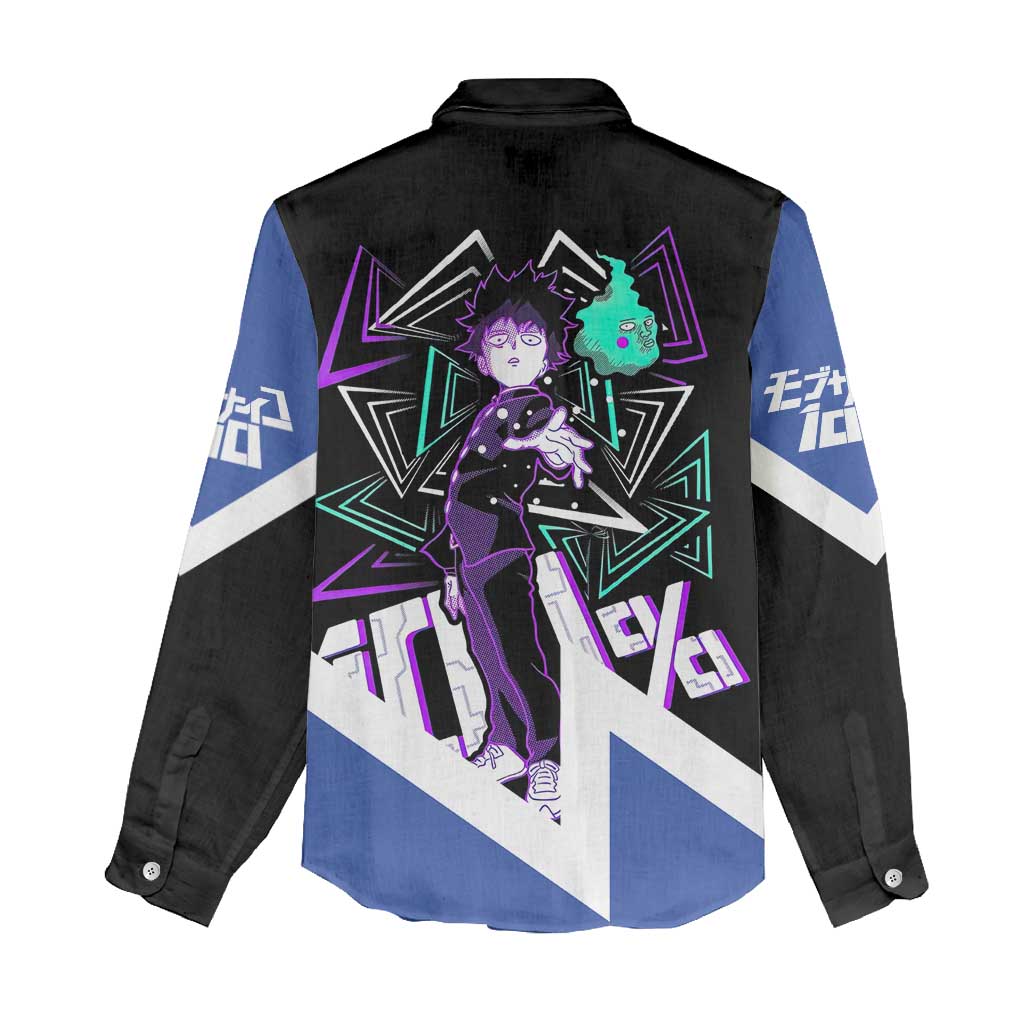 Mob Psycho 100 Women Casual Shirt with Shigeo Kageyama and Spirit Aura Anime Design - The Mazicc