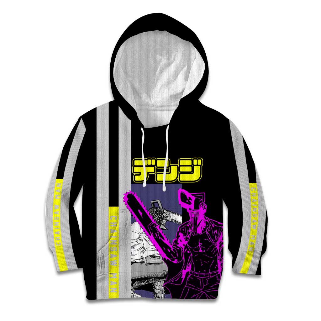 Chainsaw Man Denji Kid Hoodie with Manga Panels and Neon Chainsaw Design - The Mazicc