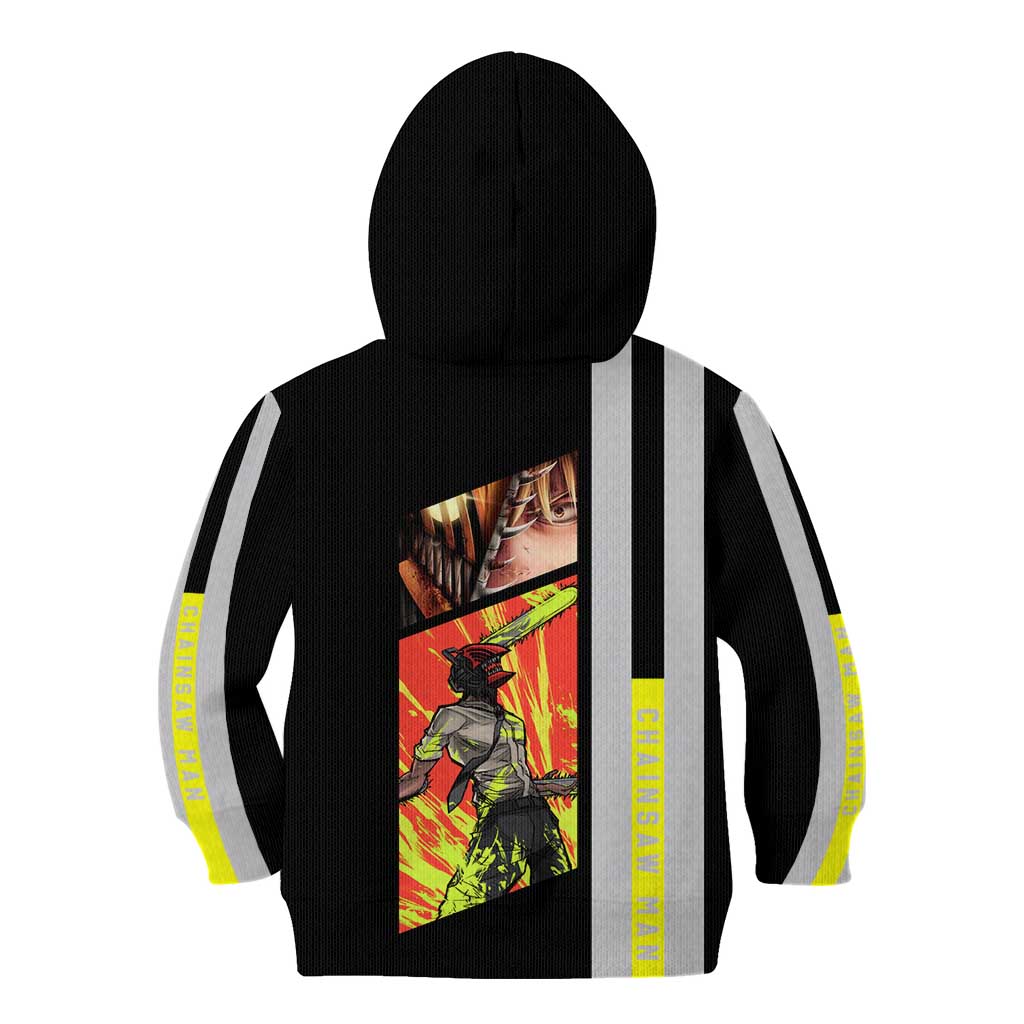 Chainsaw Man Denji Kid Hoodie with Manga Panels and Neon Chainsaw Design - The Mazicc