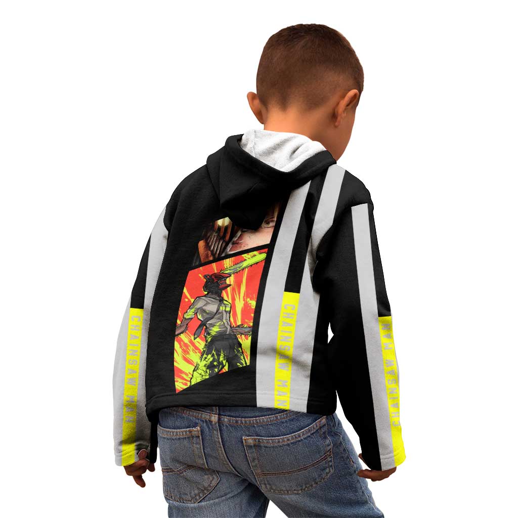 Chainsaw Man Denji Kid Hoodie with Manga Panels and Neon Chainsaw Design - The Mazicc
