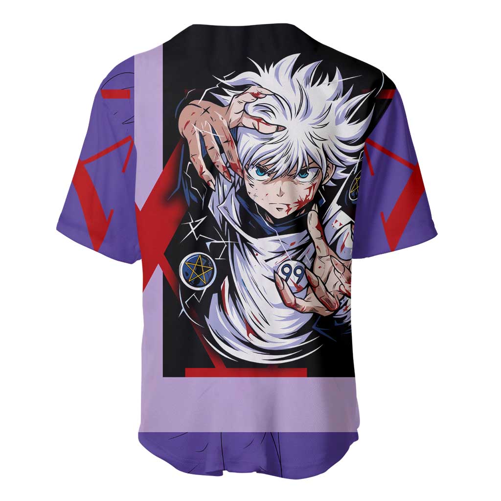Killua Zoldyck Baseball Jersey with Electric Aura and Assassin Eyes Anime Design - The Mazicc