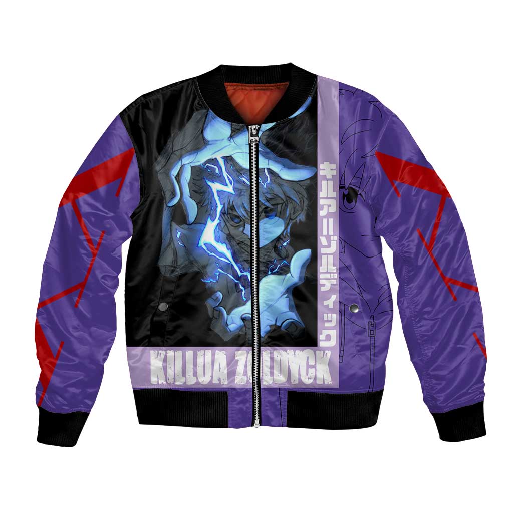 Killua Zoldyck Bomber Jacket with Electric Aura and Assassin Eyes Anime Design - The Mazicc