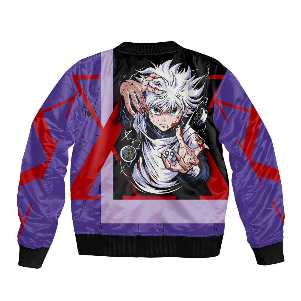 Killua Zoldyck Bomber Jacket with Electric Aura and Assassin Eyes Anime Design - The Mazicc